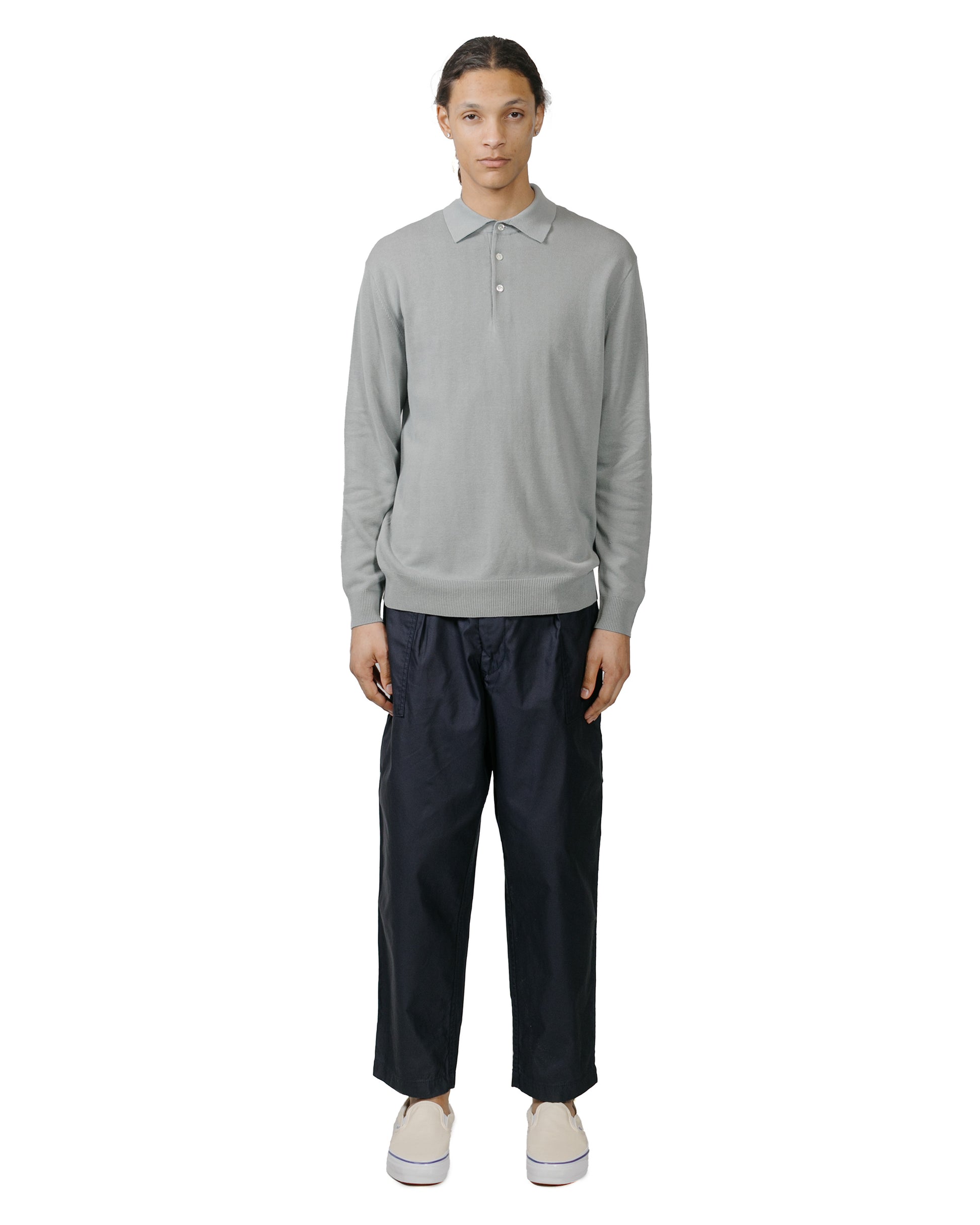 Beams Plus Knit Polo 12G Ice Blue model full