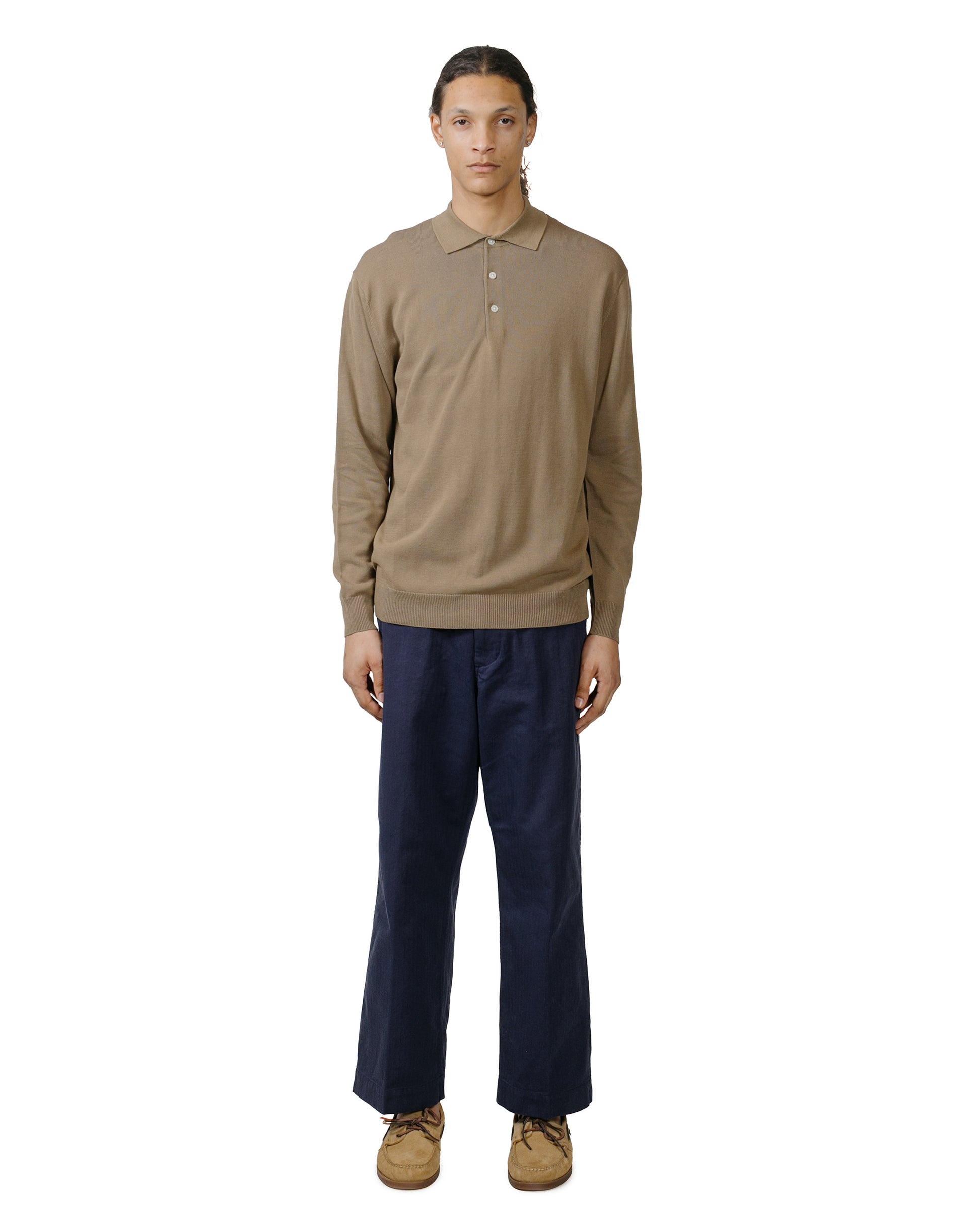 Beams Plus Knit Polo 12G Mocha model full