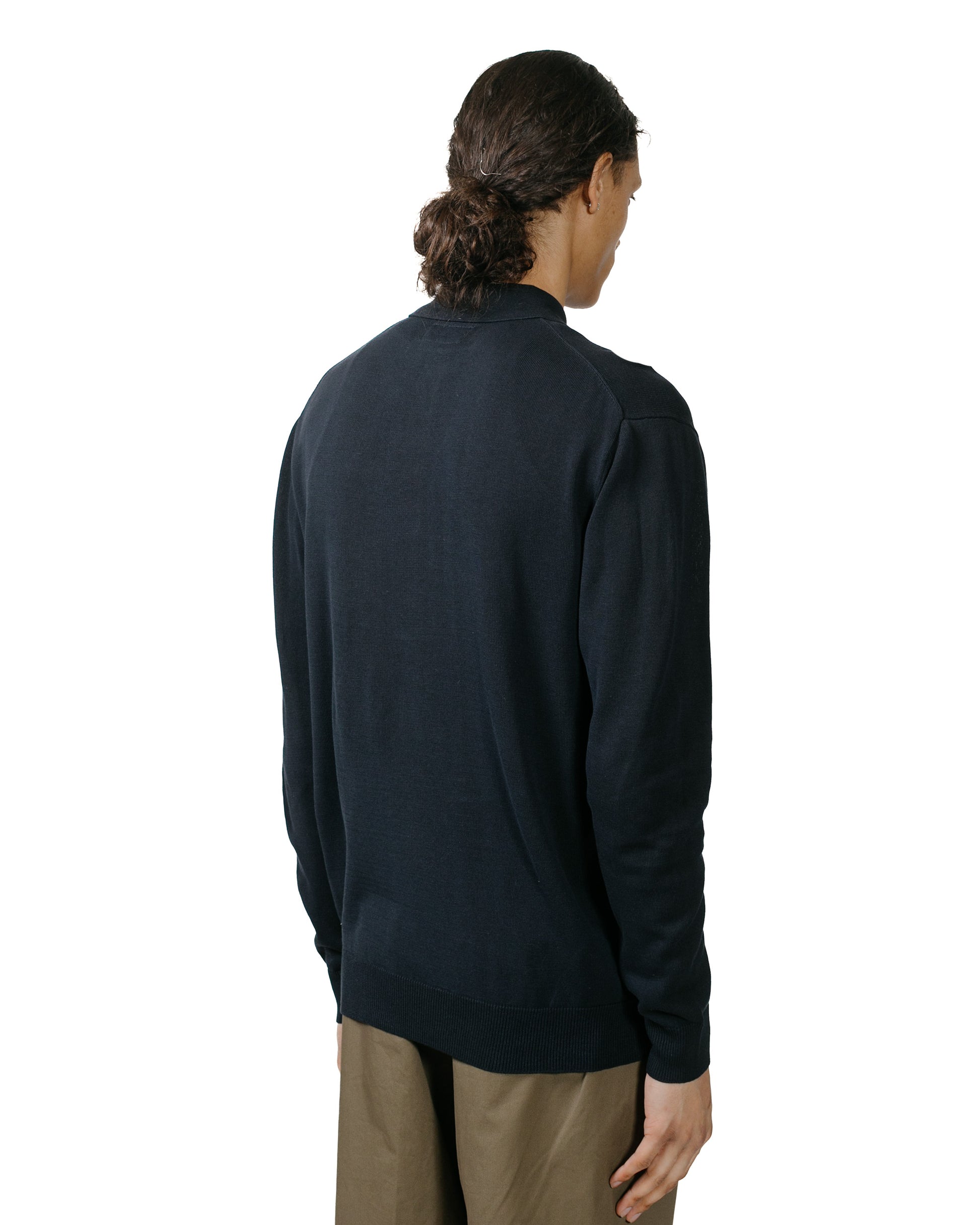 Beams Plus Knit Polo 12G Navy model back