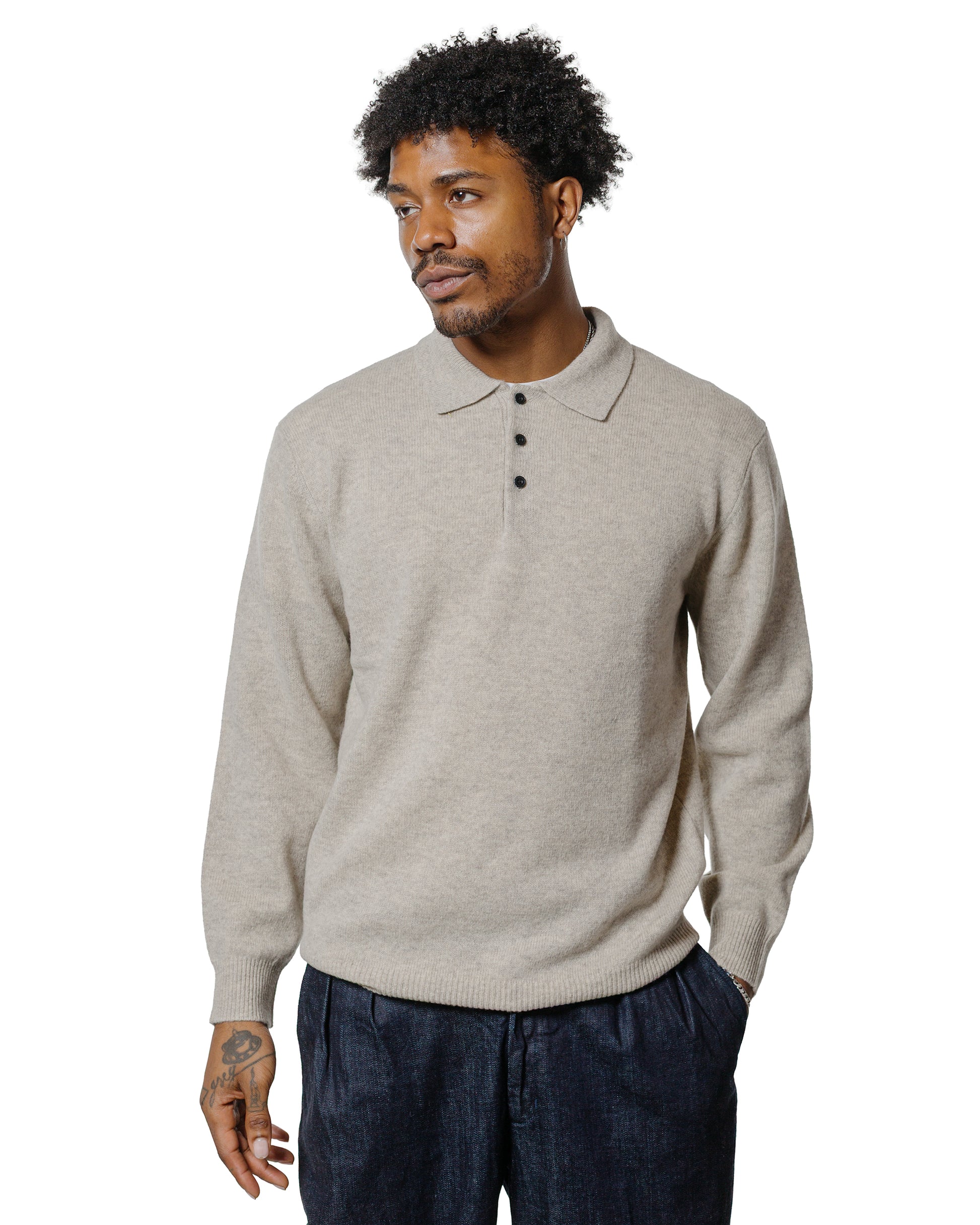 Beams Plus Knit Polo 9G Beige
