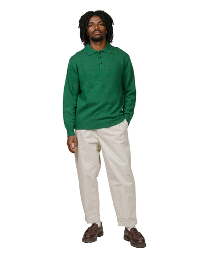 Beams Plus Knit Polo 9G Bright Green model full