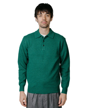 Beams Plus Knit Polo 9G Bright Green model front