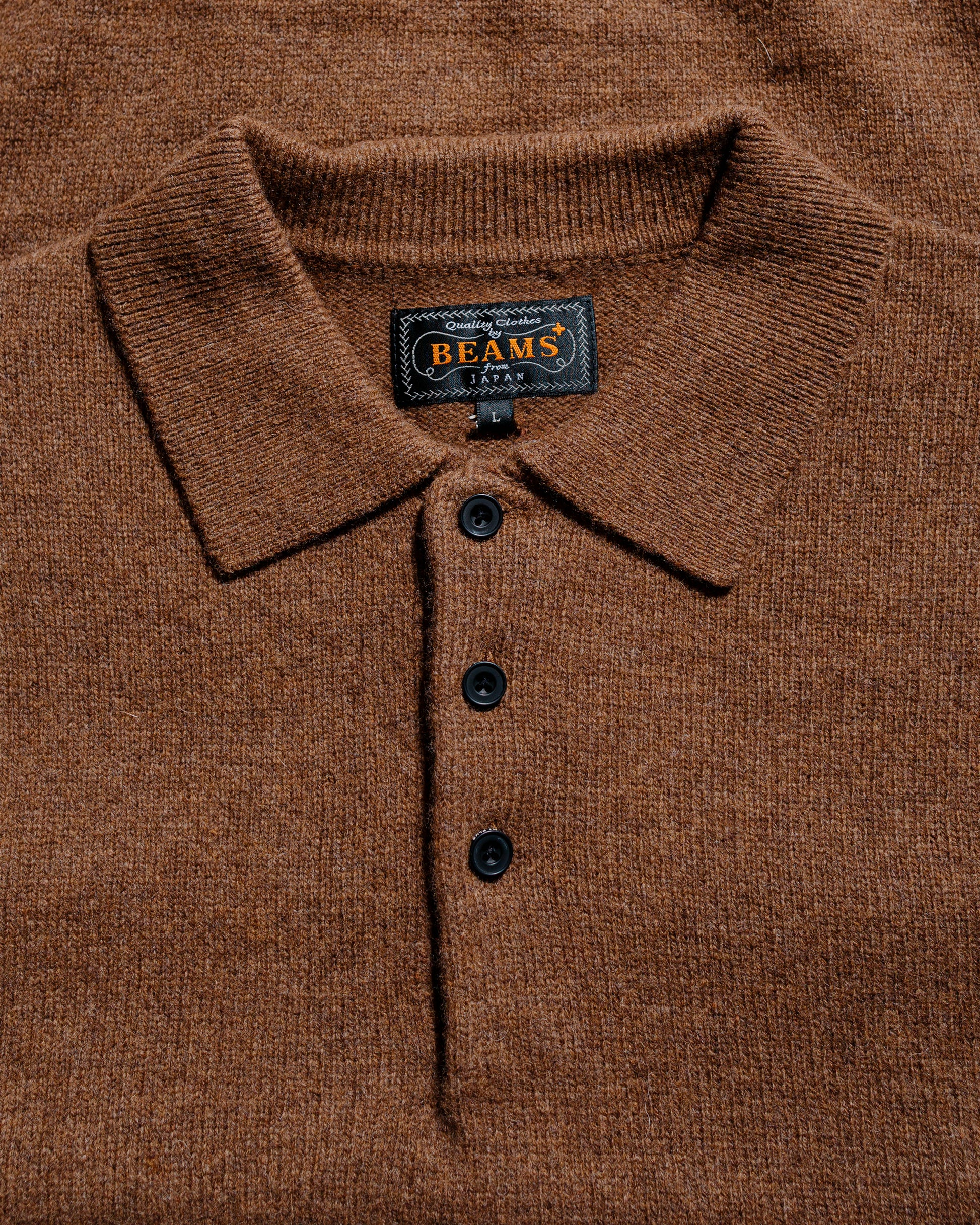 Beams Plus Knit Polo 9G Brown