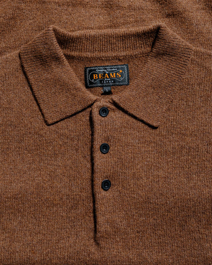 Beams Plus Knit Polo 9G Brown