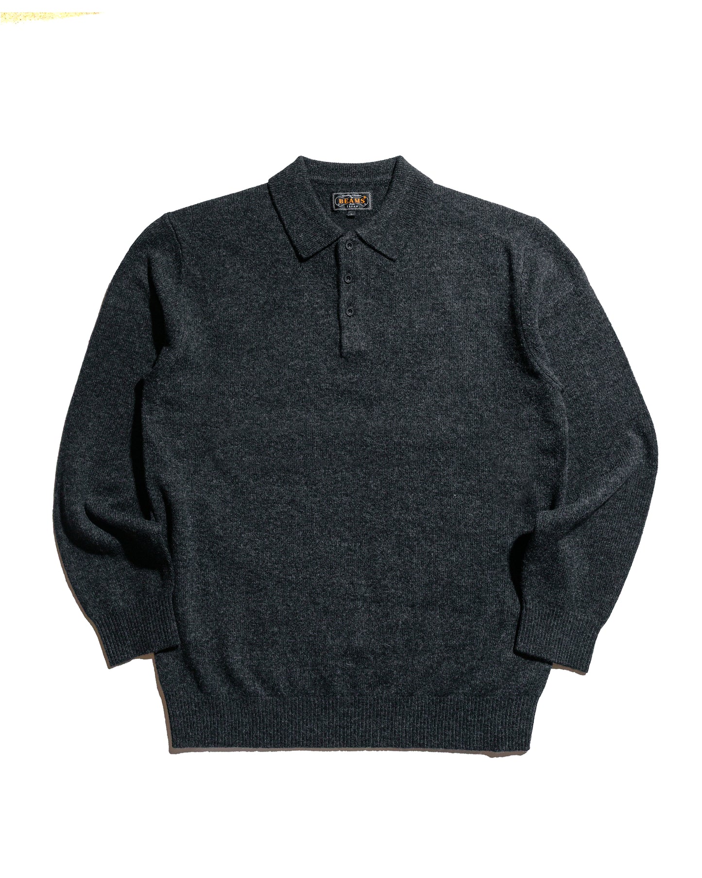 Beams Plus Knit Polo 9G Charcoal Grey