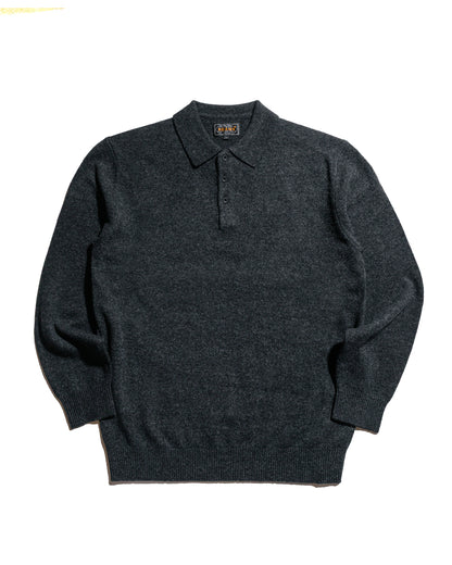Beams Plus Knit Polo 9G Charcoal Grey
