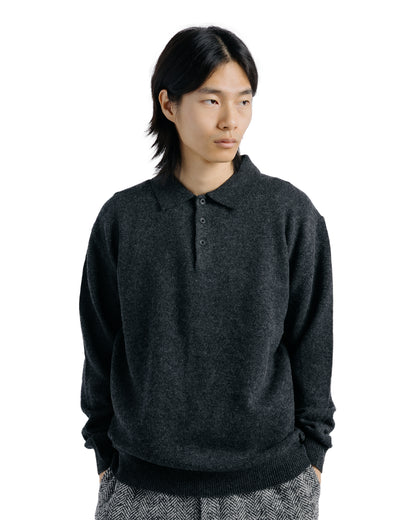 Beams Plus Knit Polo 9G Charcoal Grey