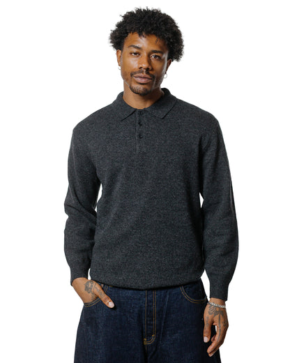 Beams Plus Knit Polo 9G Charcoal Grey