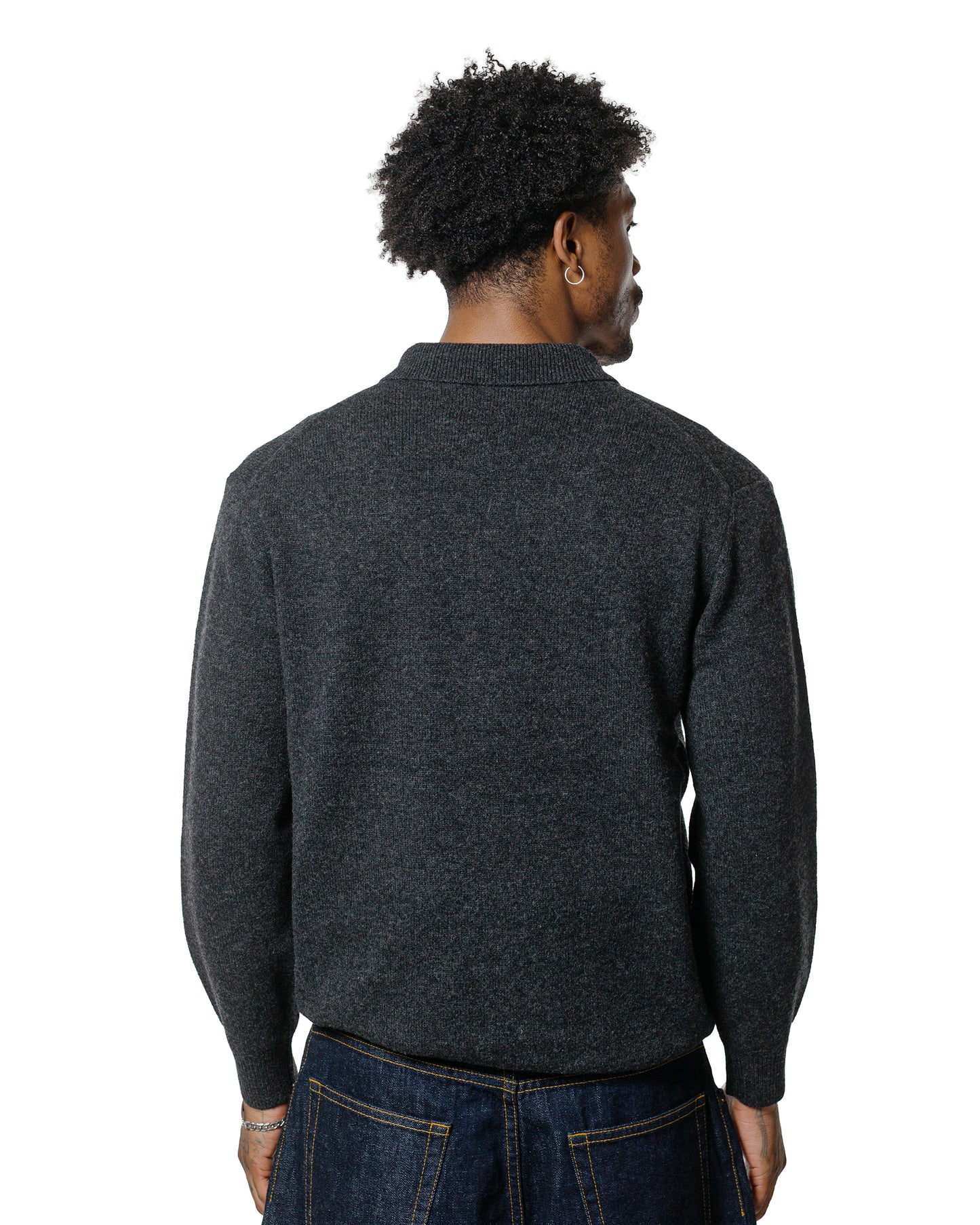 Beams Plus Knit Polo 9G Charcoal Grey