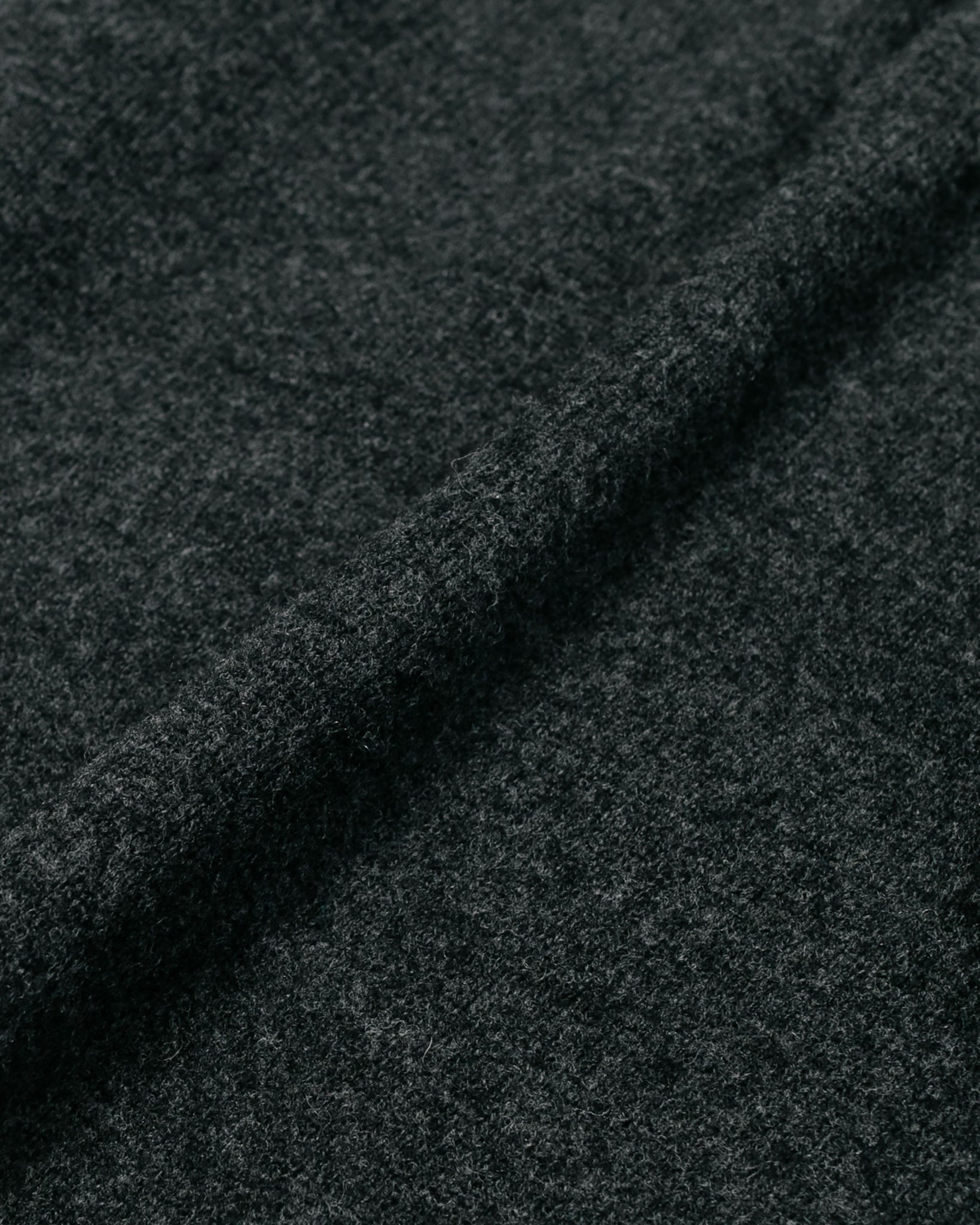 Beams Plus Knit Polo 9G Charcoal Grey fabric