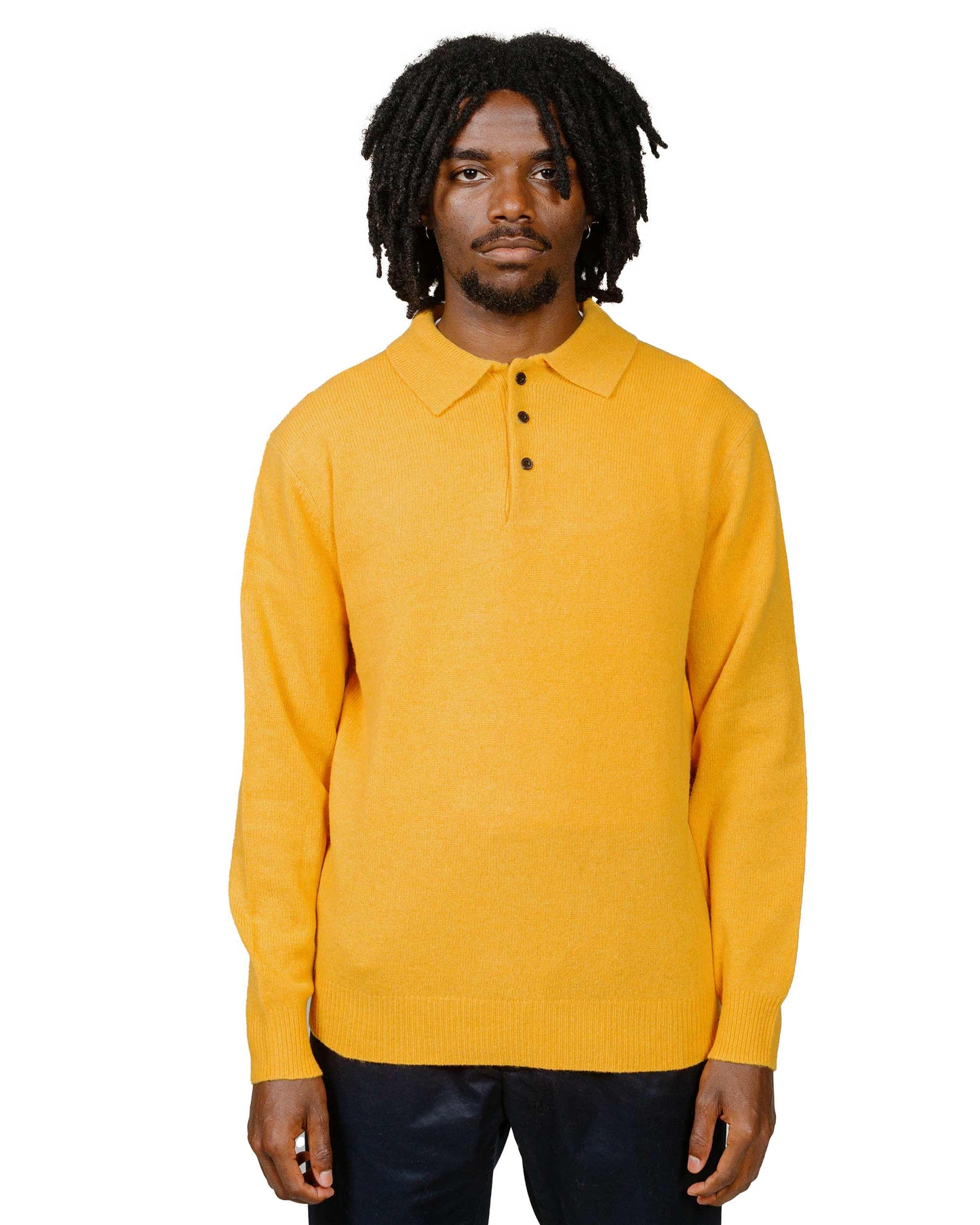 Beams Plus Knit Polo 9G Gold model front