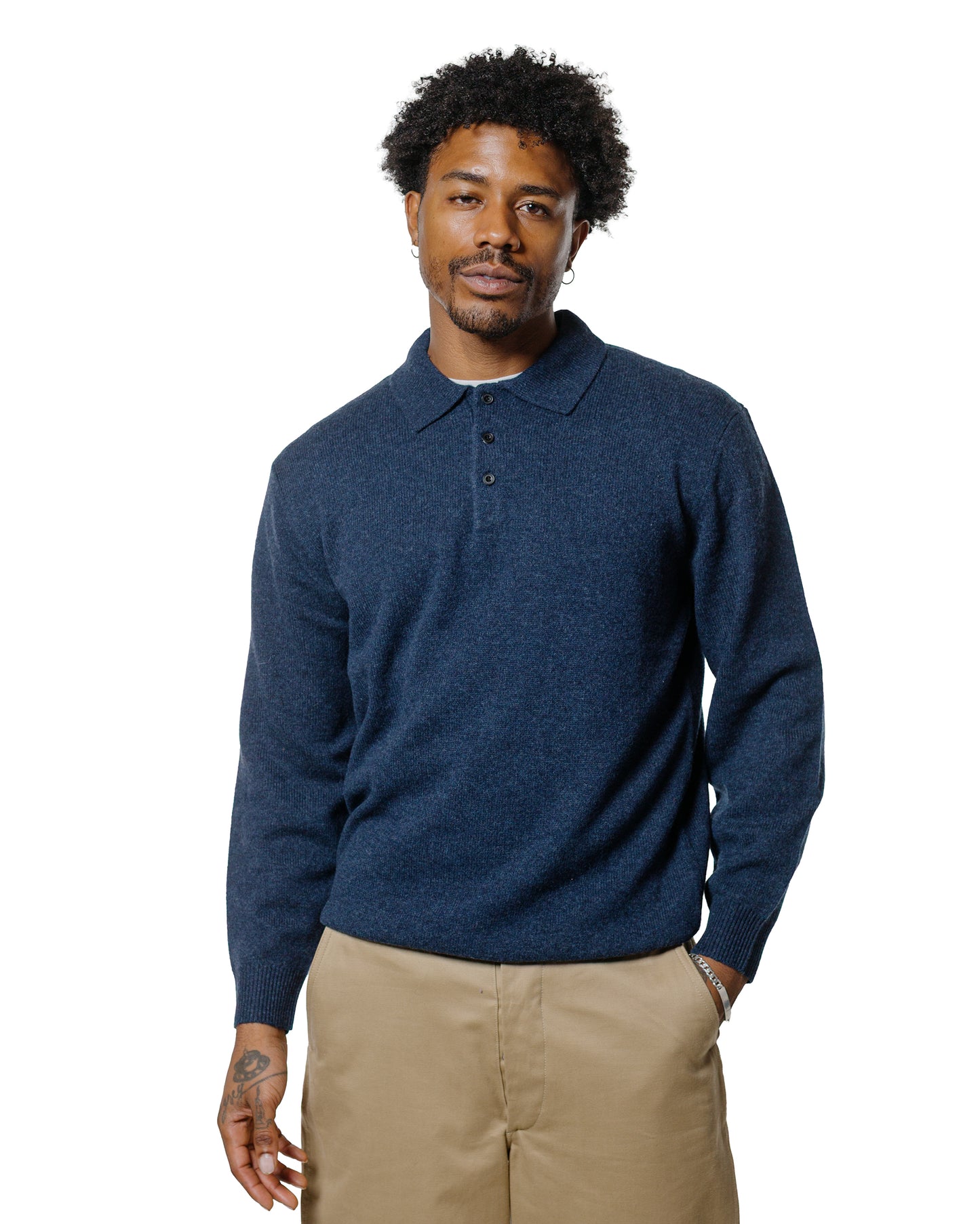 Beams Plus Knit Polo 9G Navy