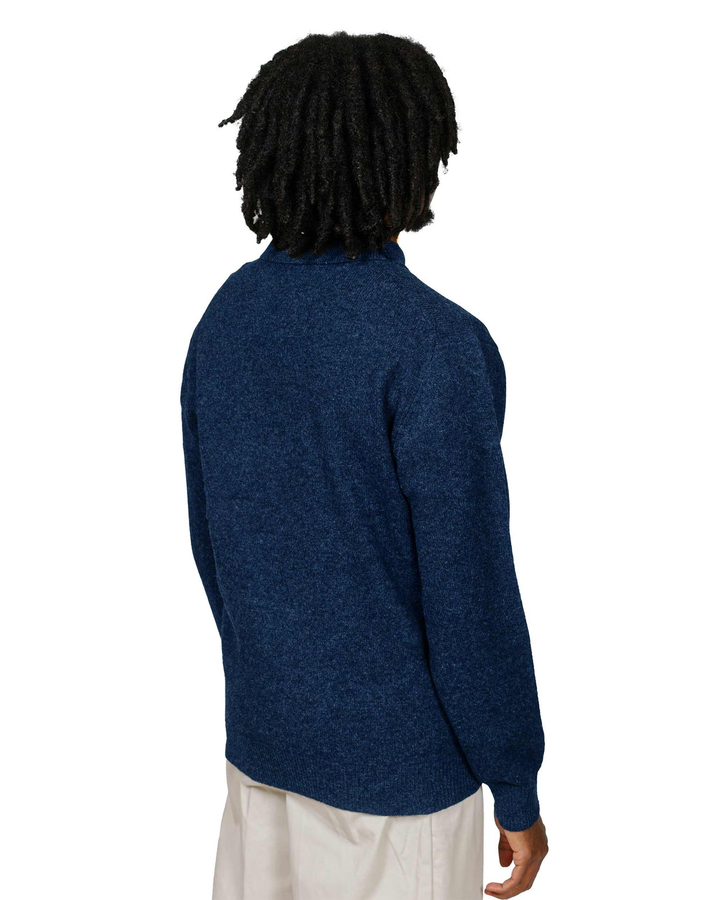 Beams Plus Knit Polo 9G Navy model back