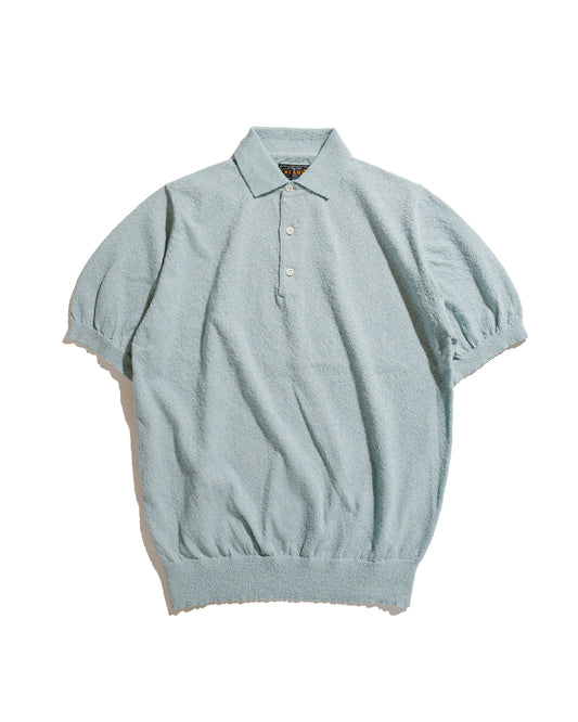 Beams Plus Knit Polo Boucle Sax