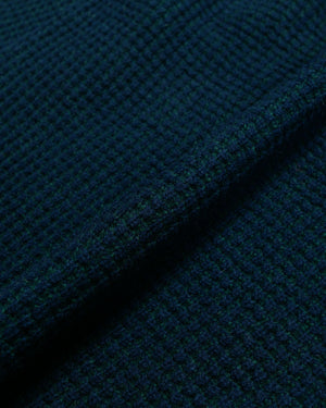 Beams Plus Knit Polo Crochet-Like GreenNavy fabric