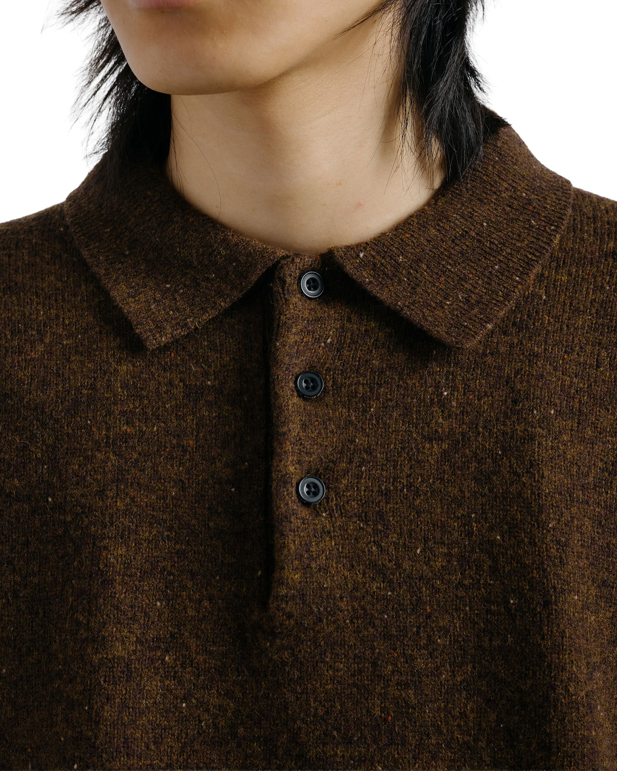 Beams Plus Knit Polo Nep 9G Brown