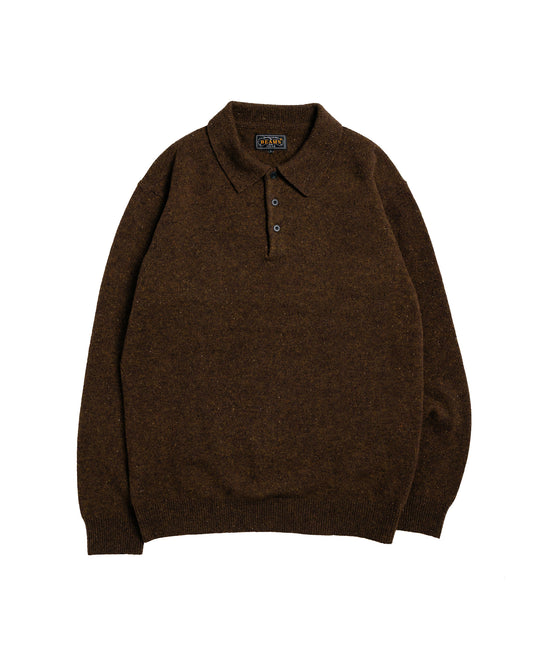 Beams Plus Knit Polo Nep 9G Brown