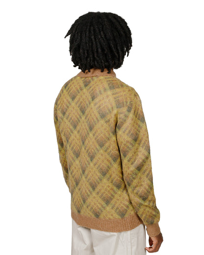 Beams Plus Knit Polo Plaid Brown model back