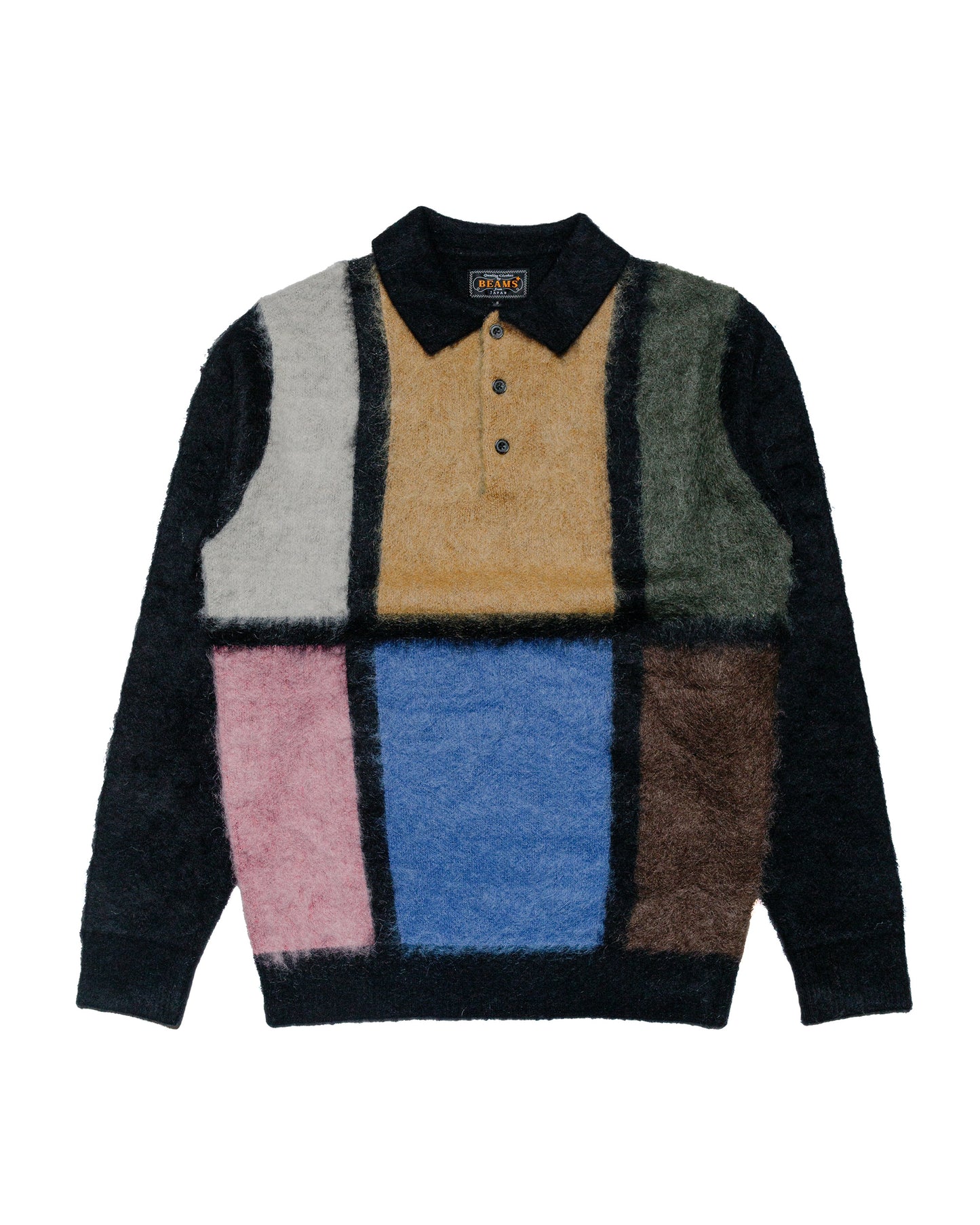 Beams Plus Knit Polo Shaggy Black