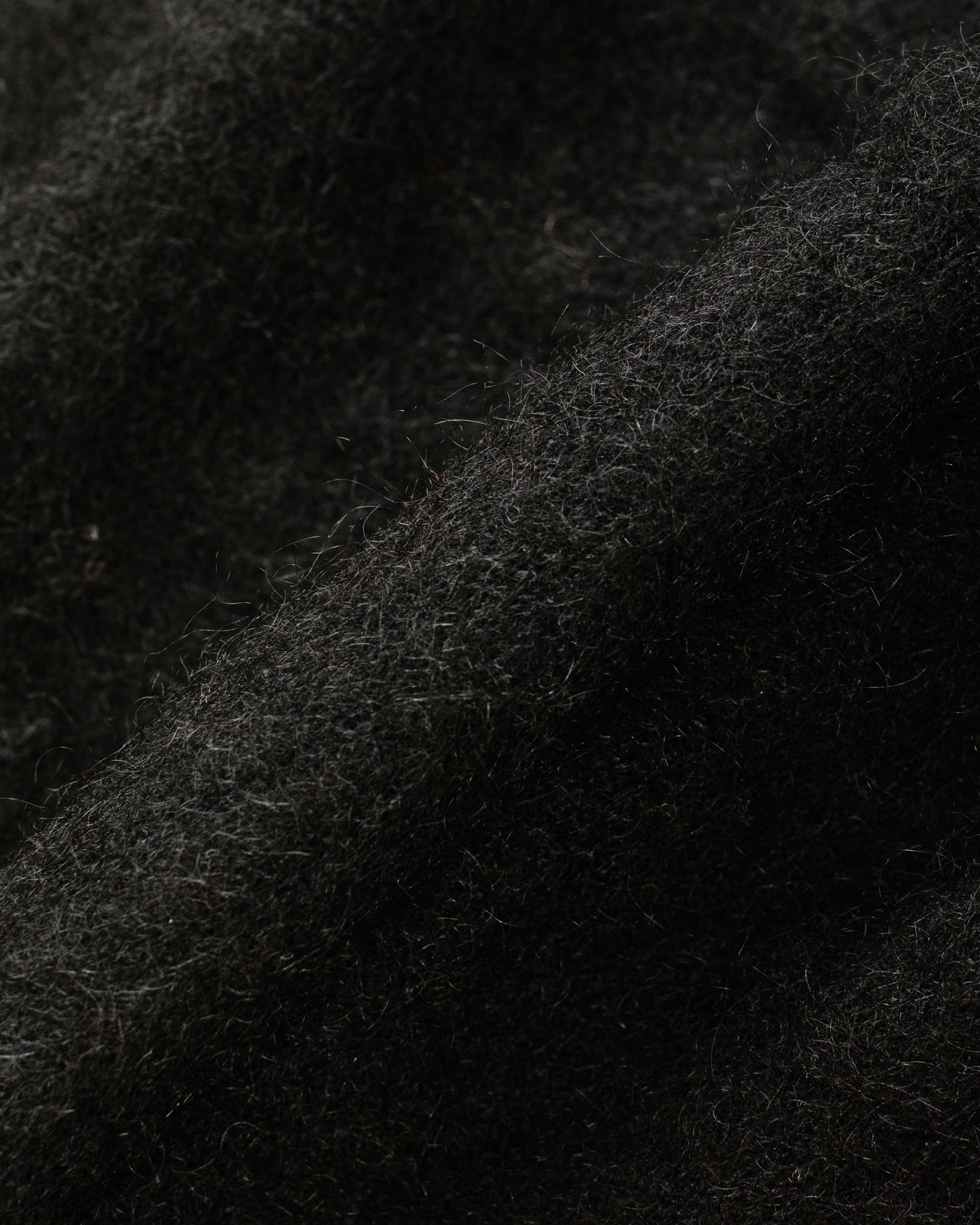 Beams Plus Knit Polo Shaggy Black Fabric