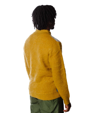 Beams Plus Knit Polo Shaggy Mustard Model Back