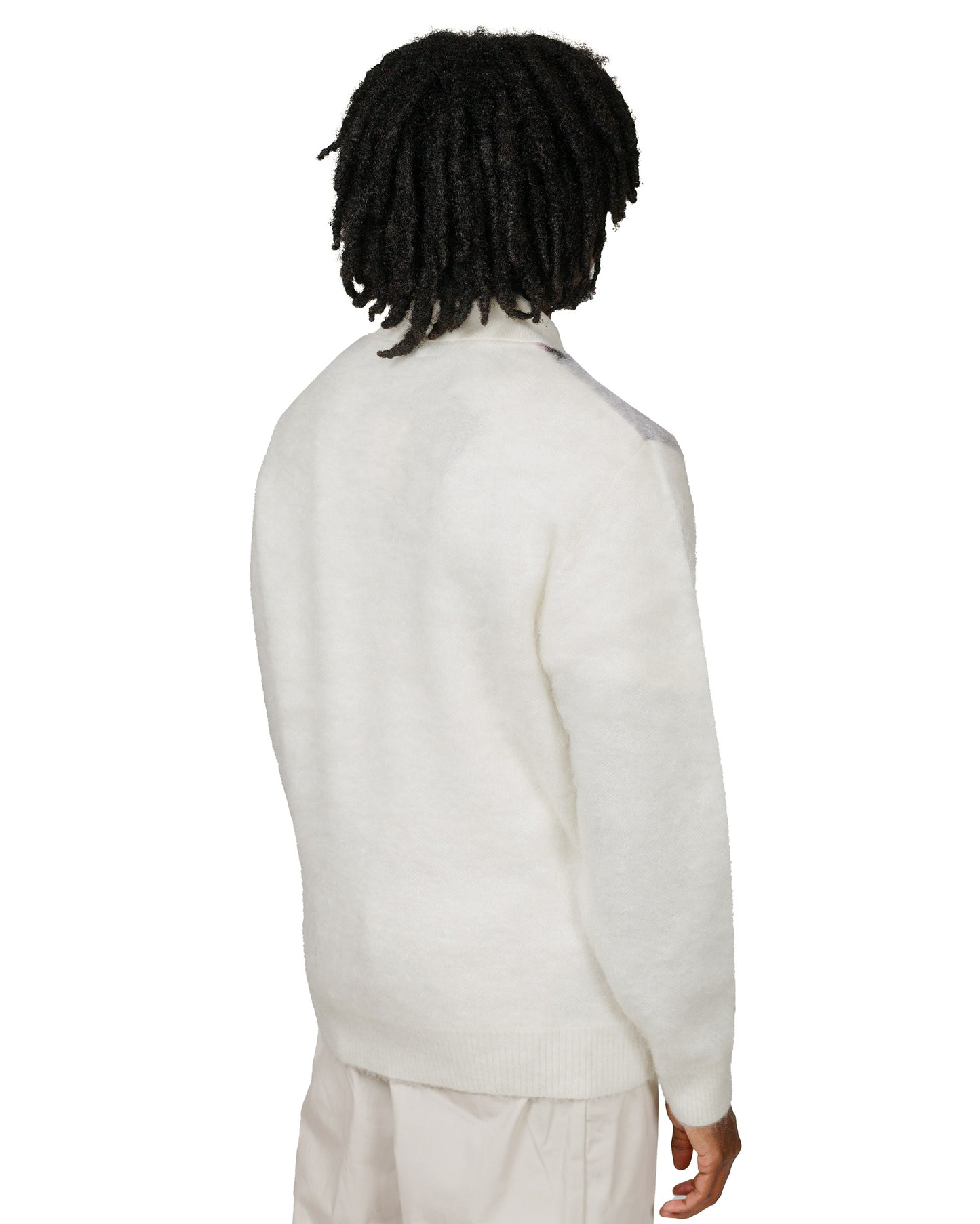 Beams Plus Knit Polo Shaggy White model back