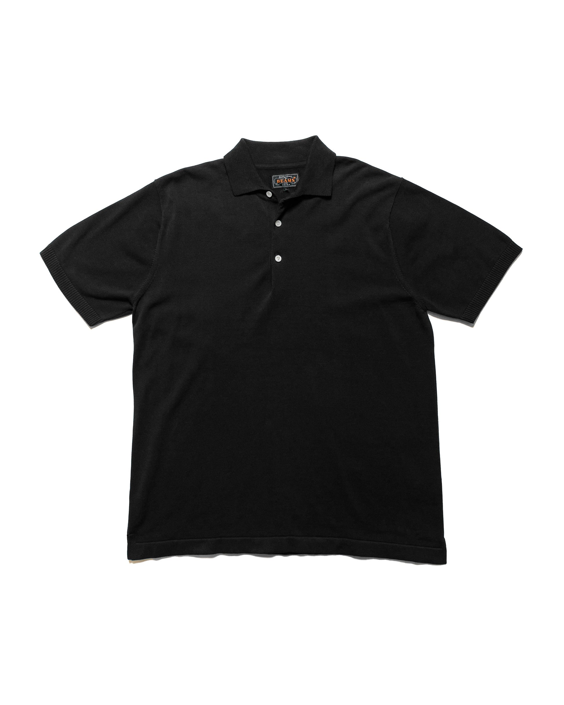 Beams Plus Knit Polo Solid 12G Black