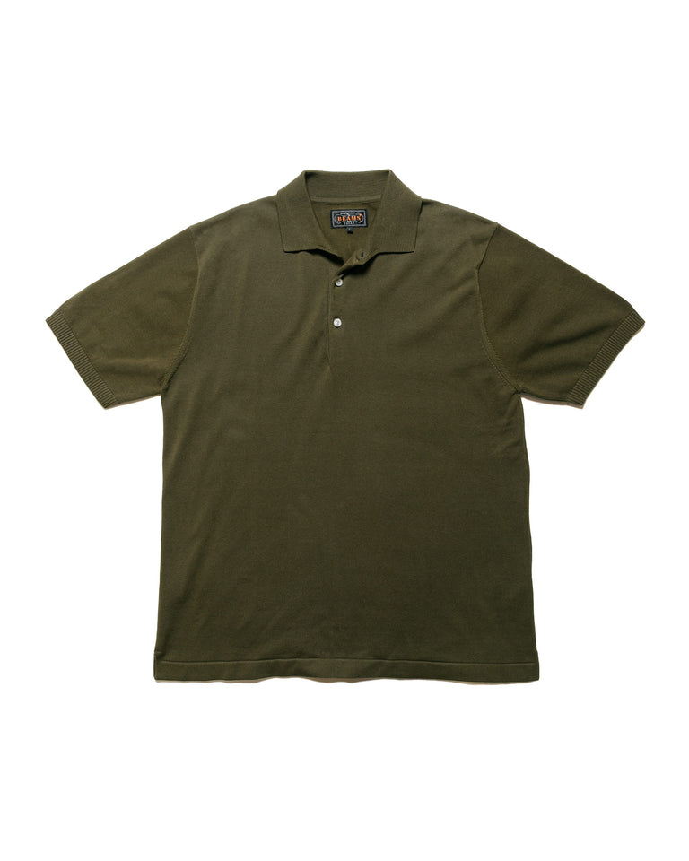 Beams Plus Knit Polo Solid 12G Green 