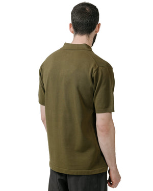 Beams Plus Knit Polo Solid 12G Green model back