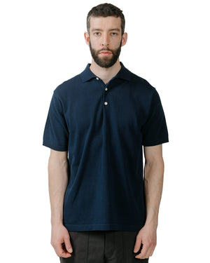 Beams Plus Knit Polo Solid 12G Navy model front
