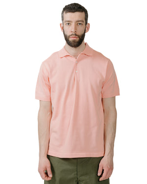 Beams Plus Knit Polo Solid 12G Pink model front