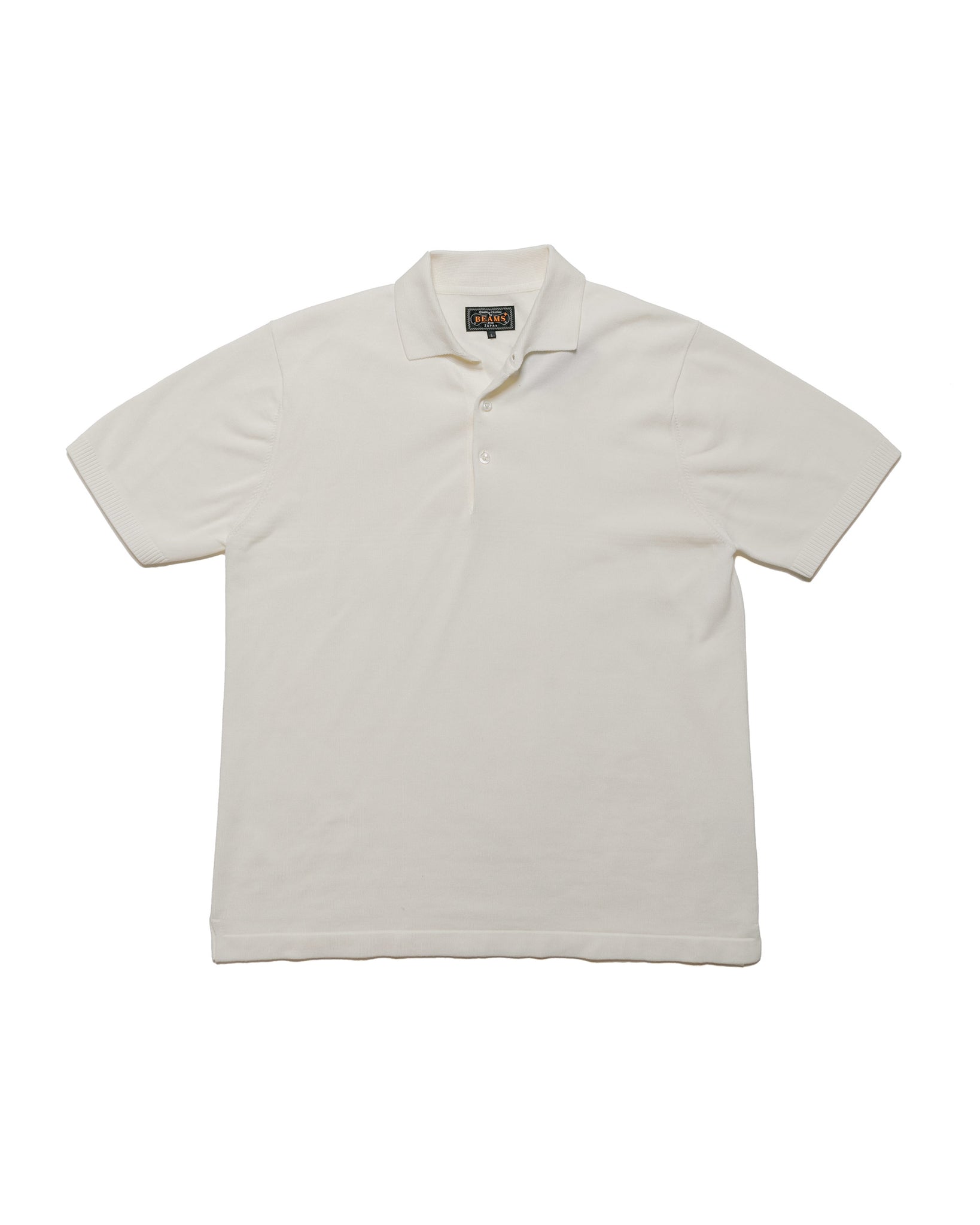 Beams Plus Knit Polo Solid 12G White