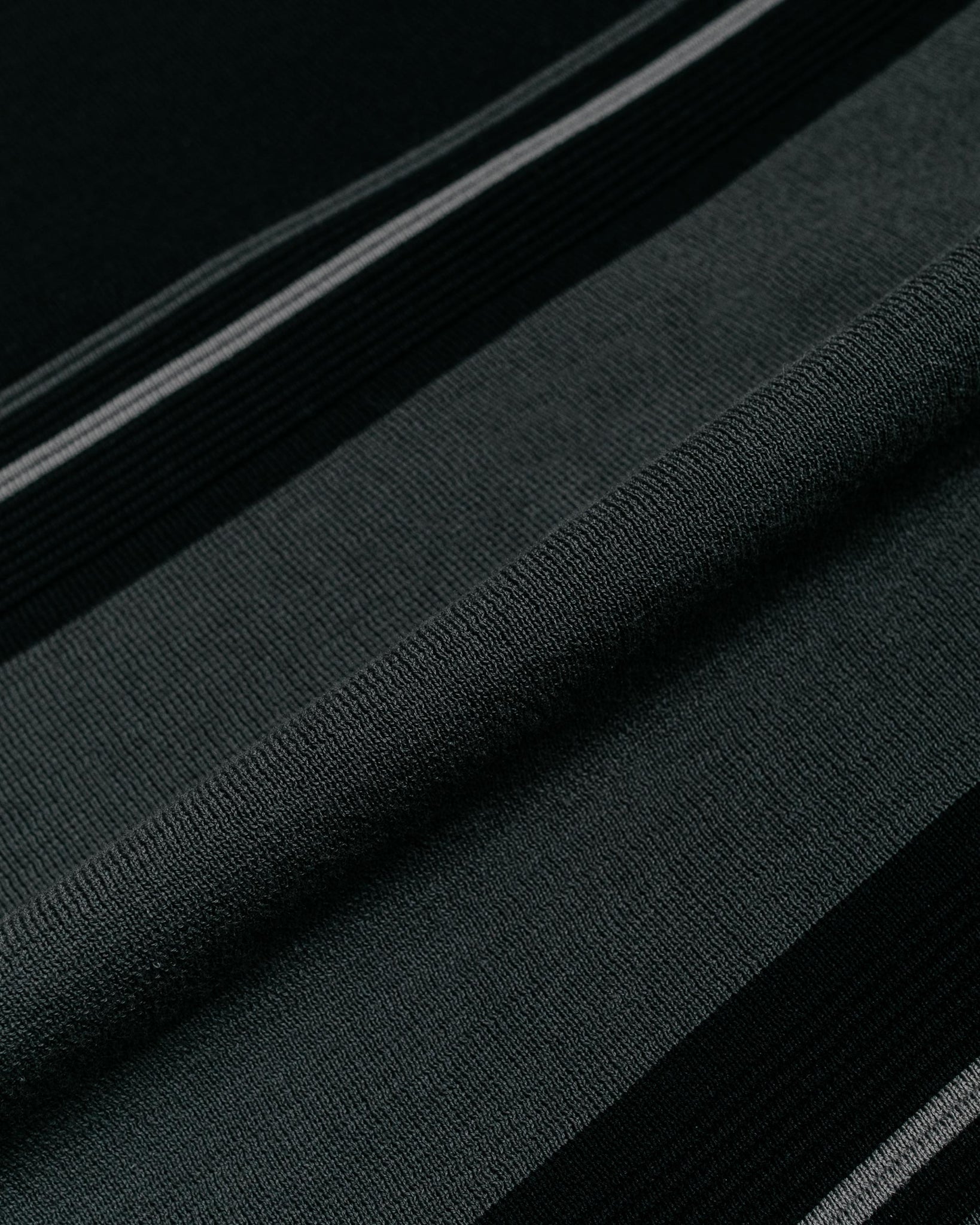 Beams Plus Knit Polo Stripe Black fabric