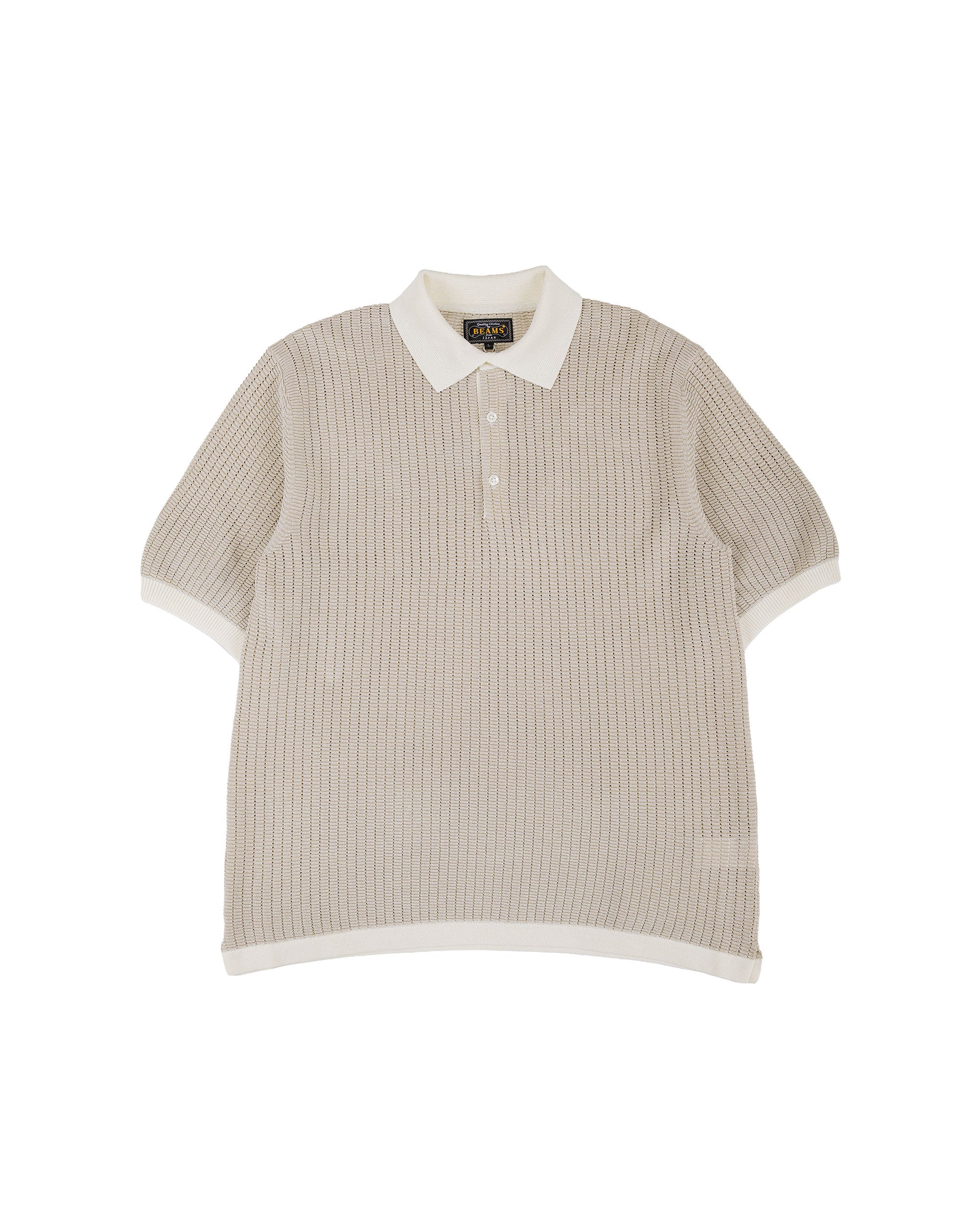 トップス polo shirt / BEAMS Beams Plus Knit Polo 'Washi' 2 Tone Off White