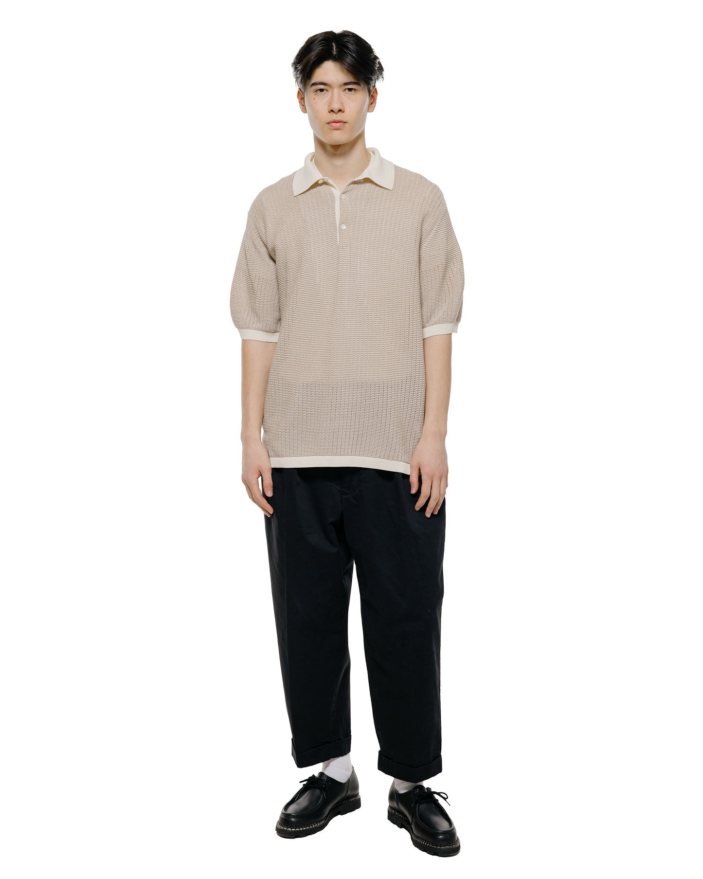 lost & found Beams Plus Beams Plus Knit Polo 'Washi' 2 Tone Off White