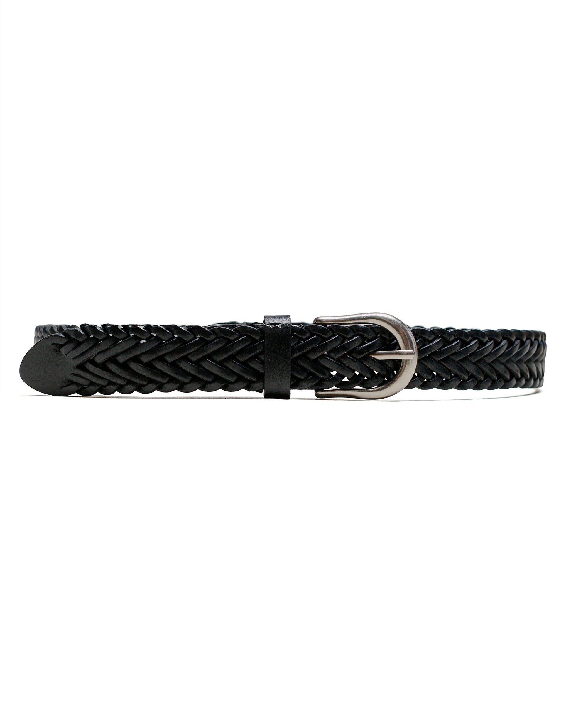 Beams Plus Leather Mesh Belt Black