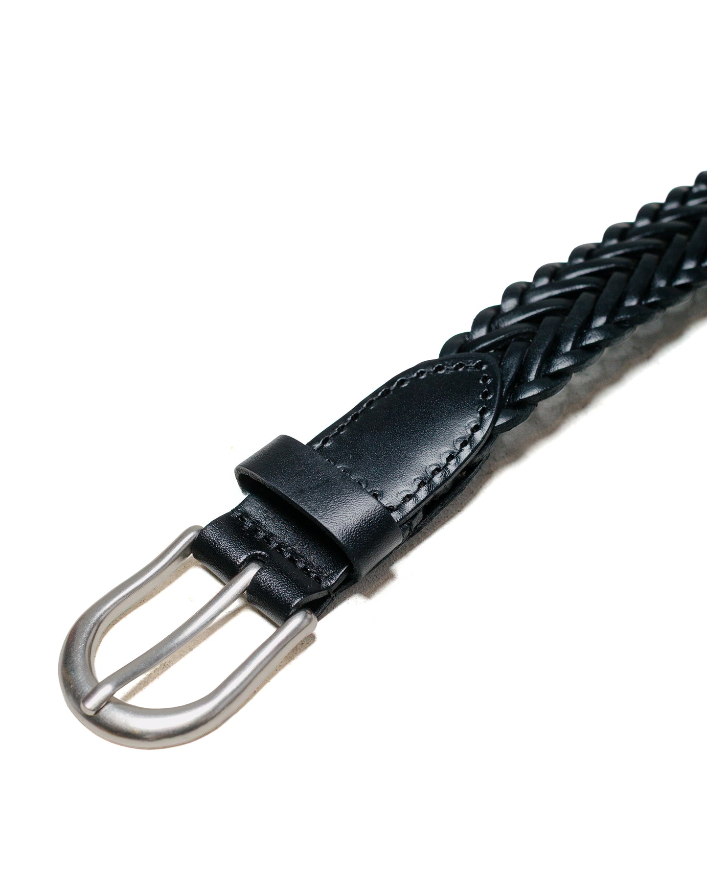 Beams Plus Leather Mesh Belt Black