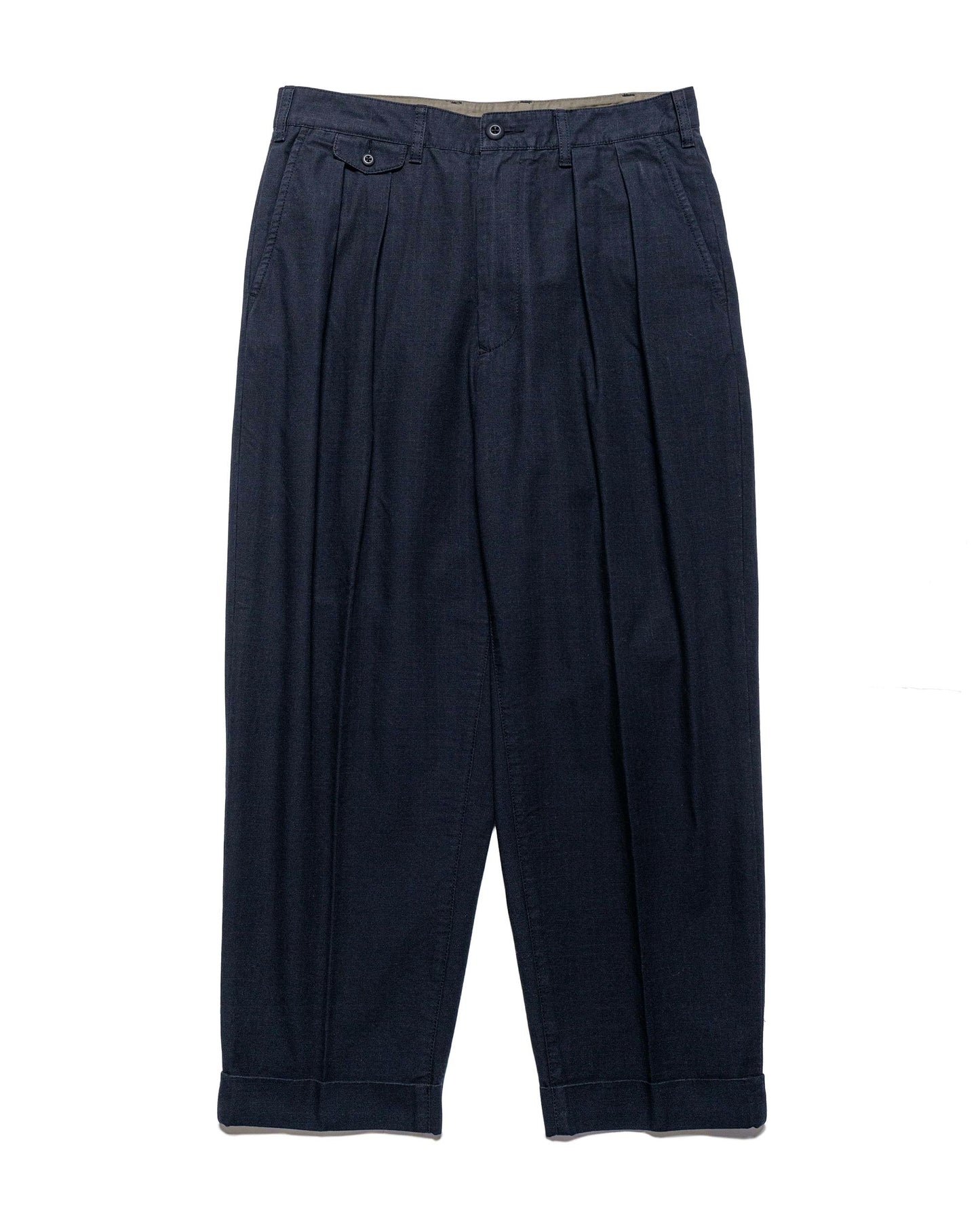 Beams Plus Lost & Found 2Pleats Cotton Ripstop Navy