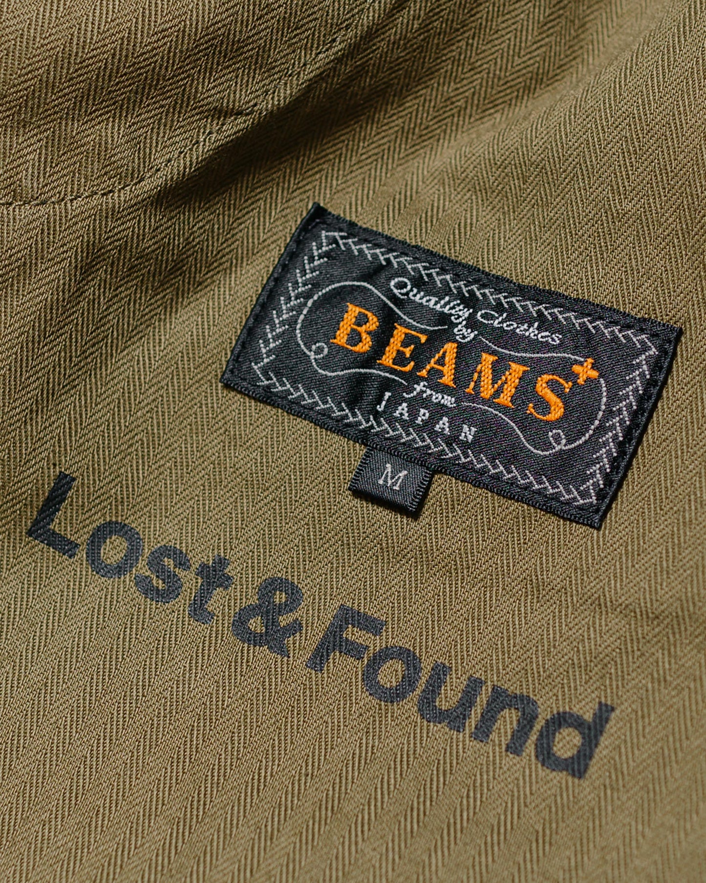 Beams Plus Lost & Found 2Pleats Cotton Ripstop Navy tag