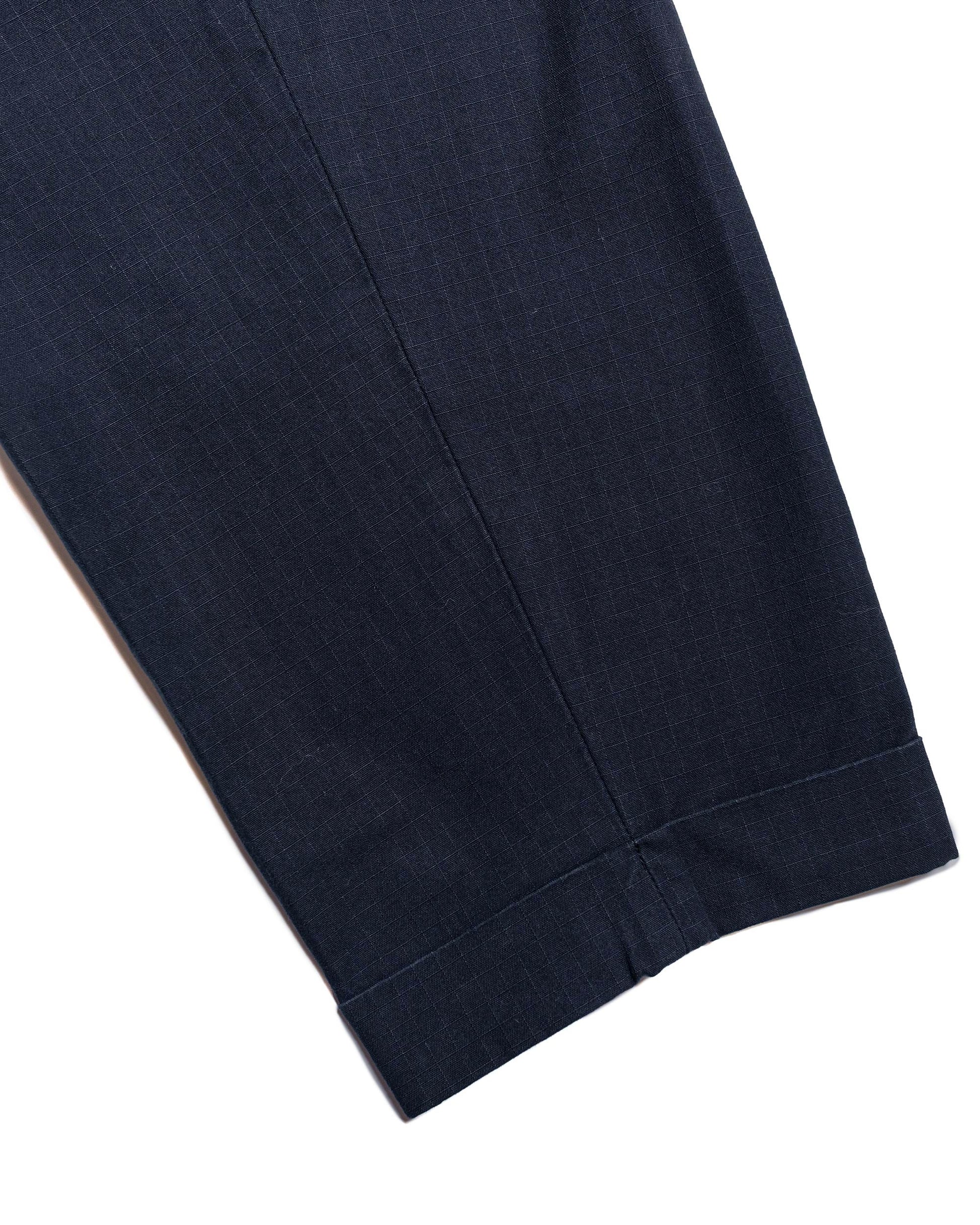 Beams Plus Lost & Found 2Pleats Cotton Ripstop Navy inseam