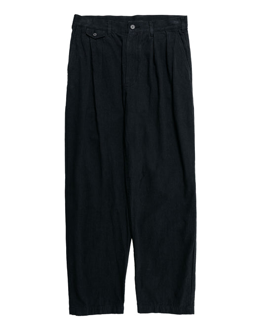 Beams Plus Lost & Found 2Pleats Trousers Cotton Linen Black