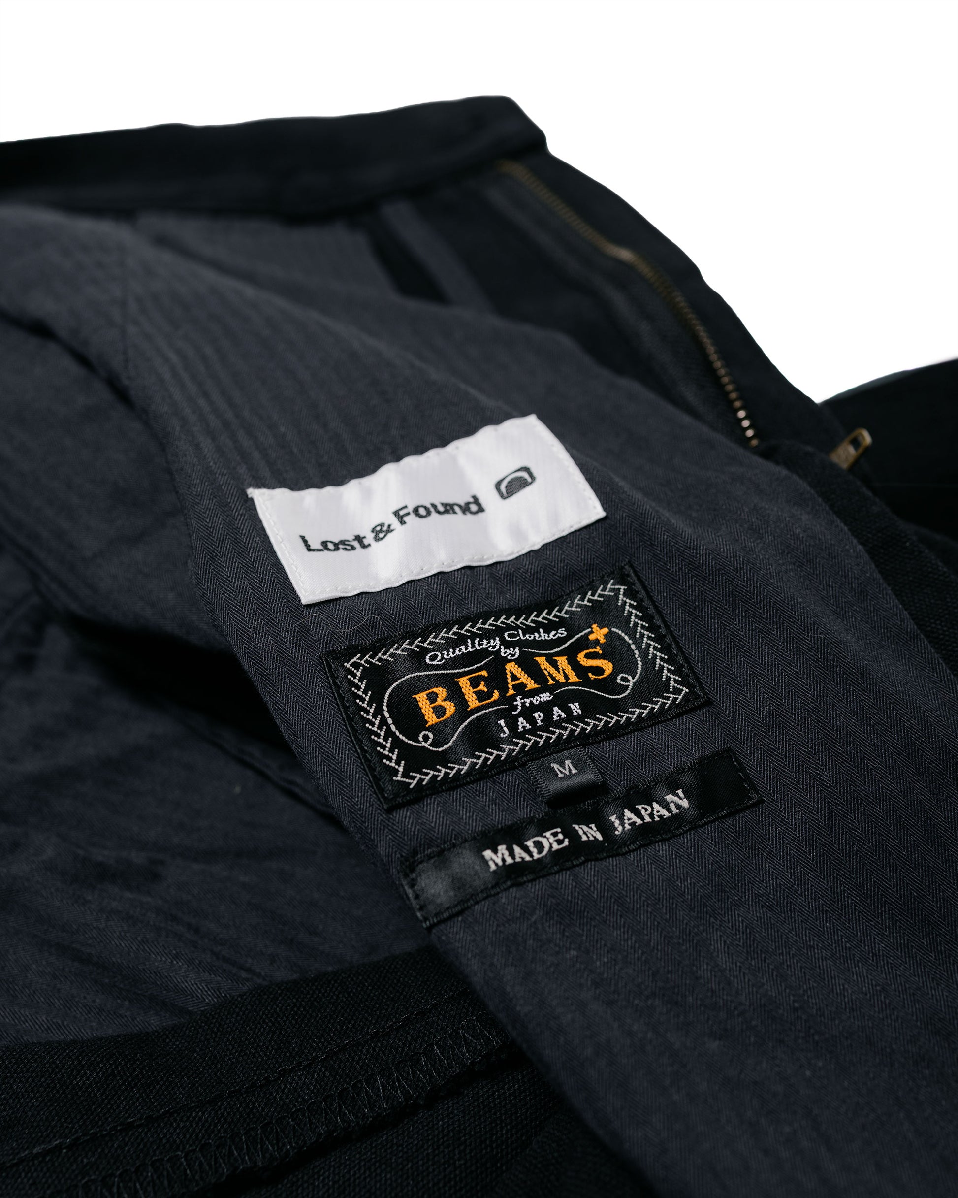 Beams Plus Lost & Found 2Pleats Trousers Cotton Linen Black