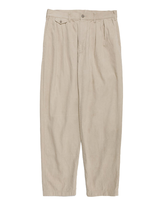 Beams Plus Lost & Found 2Pleats Trousers Cotton Linen Khaki
