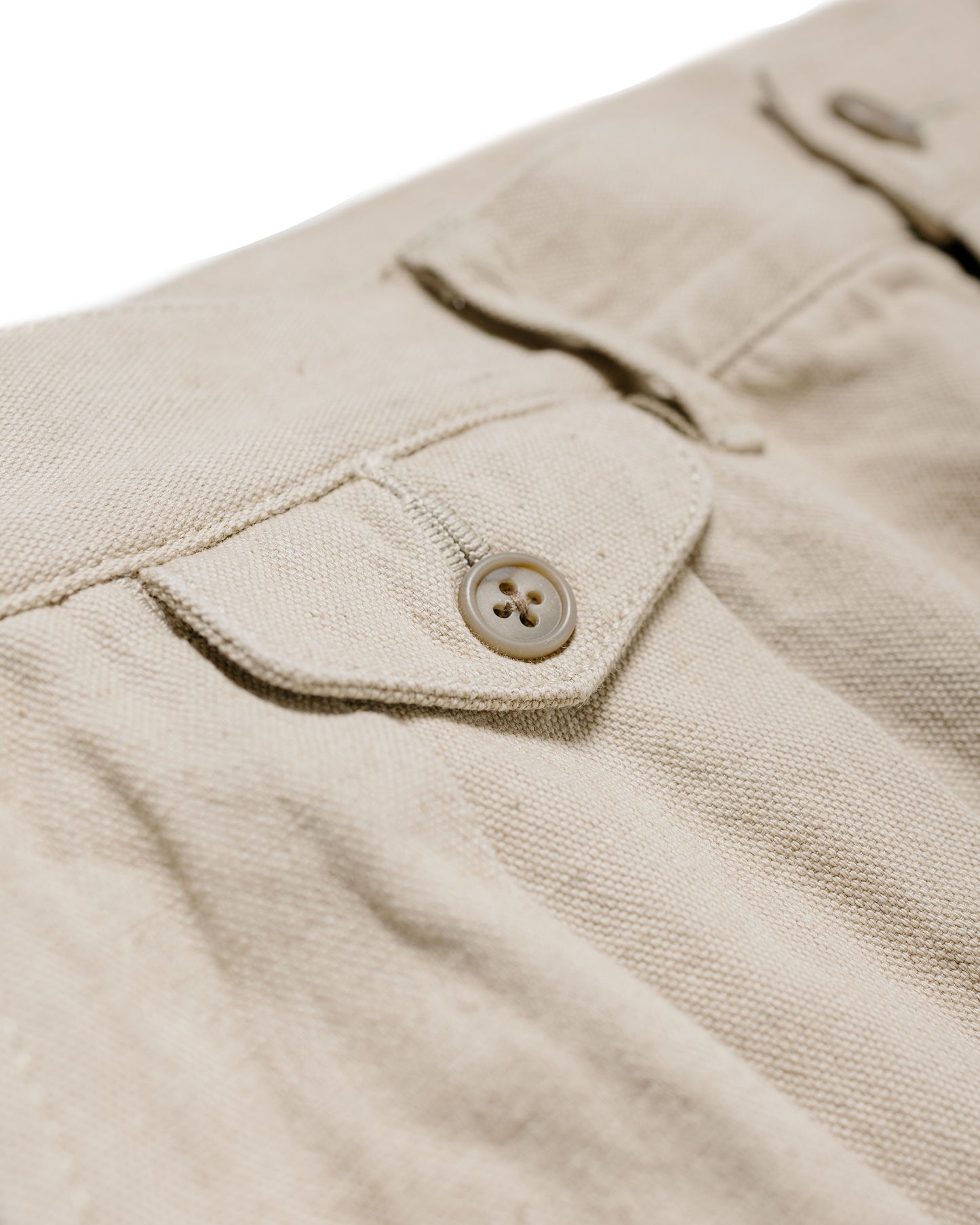 Beams Plus Lost & Found 2Pleats Trousers Cotton Linen Khaki