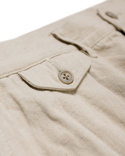 Beams Plus Lost & Found 2Pleats Trousers Cotton Linen Khaki