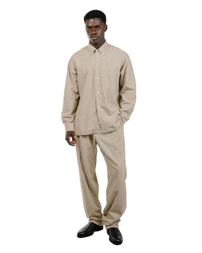 Beams Plus Lost & Found 2Pleats Trousers Cotton Linen Khaki