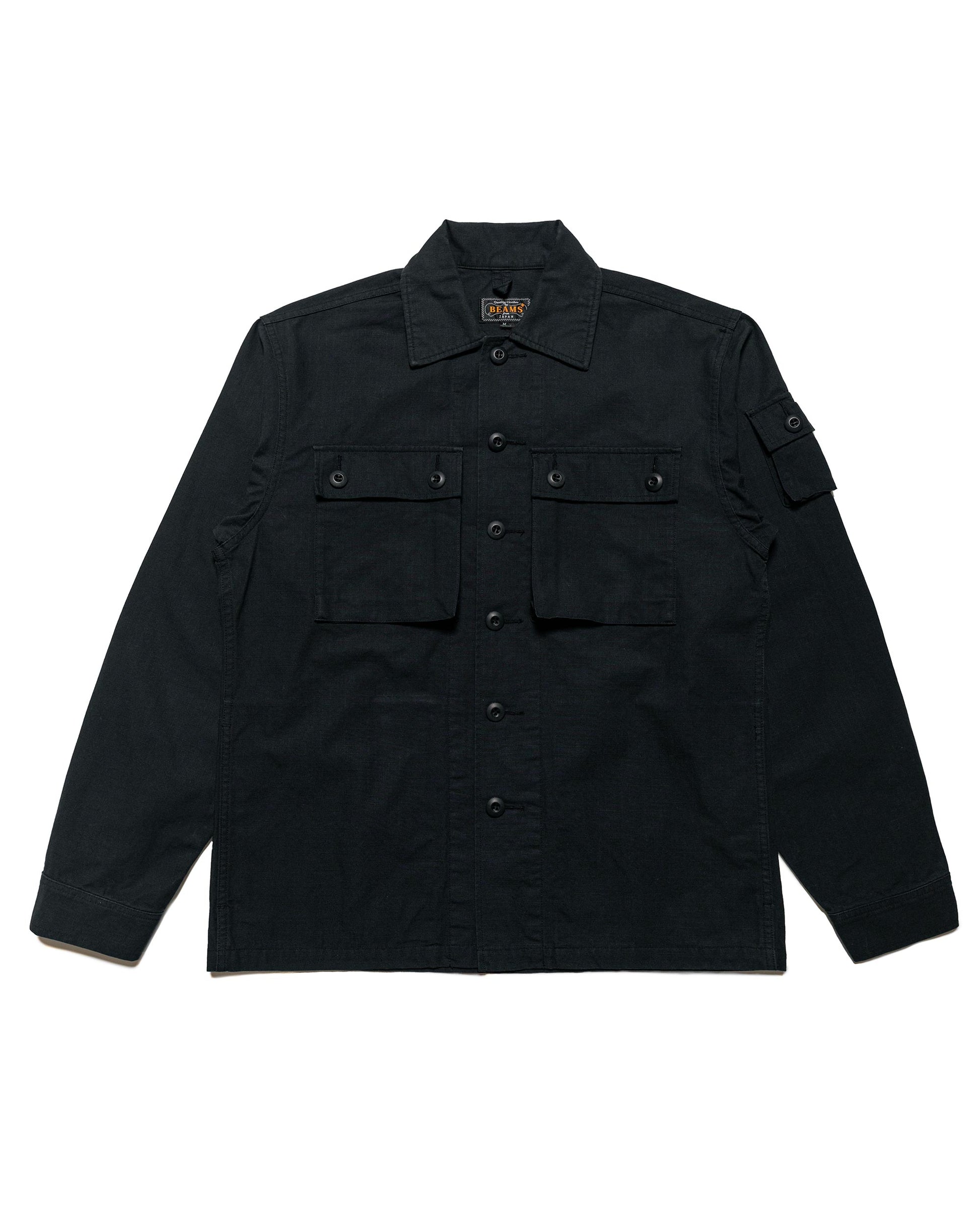 Beams Plus Lost & Found MIL SHT-JAC Cotton Ripstop Black