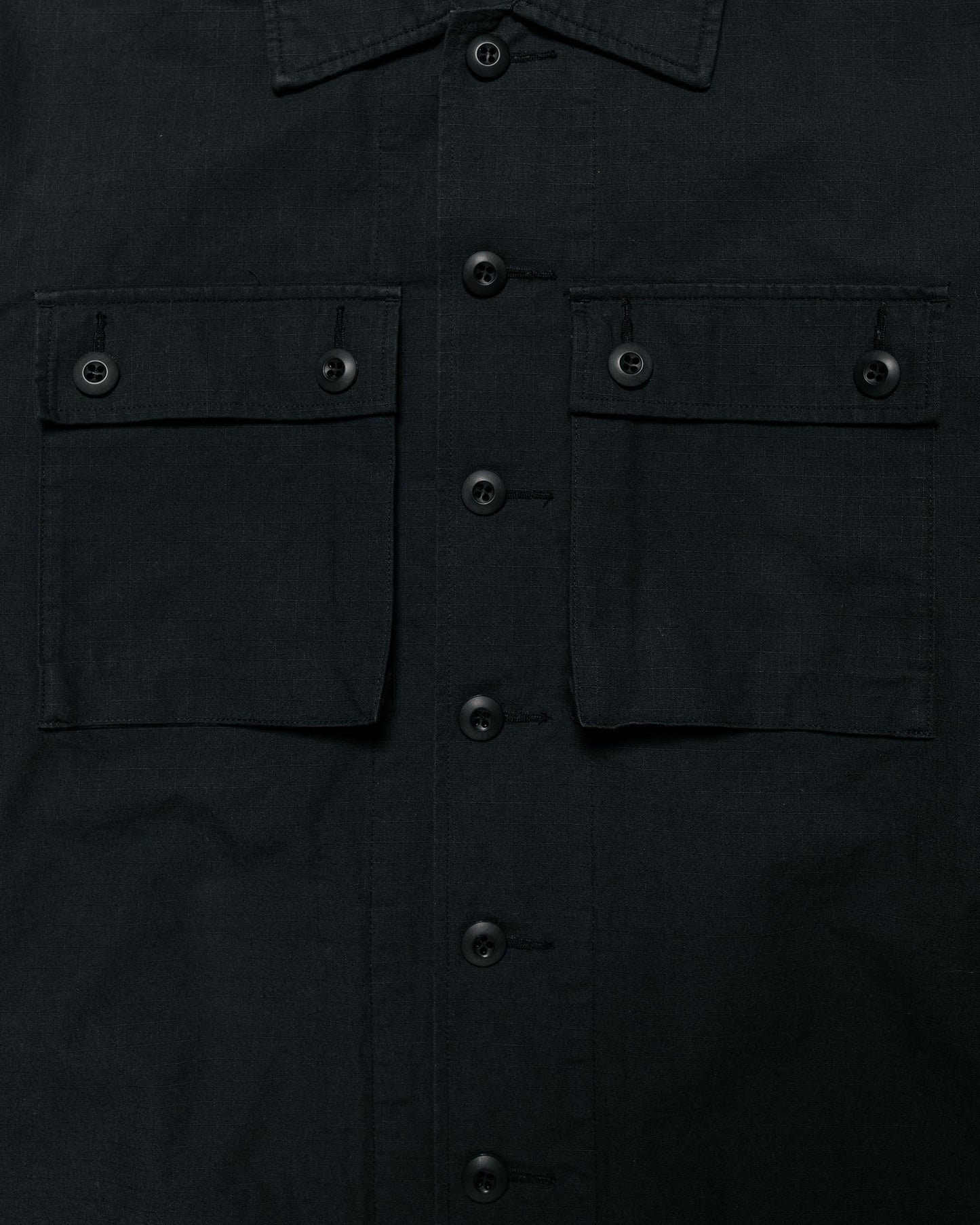 Beams Plus Lost & Found MIL SHT-JAC Cotton Ripstop Black chest pockets