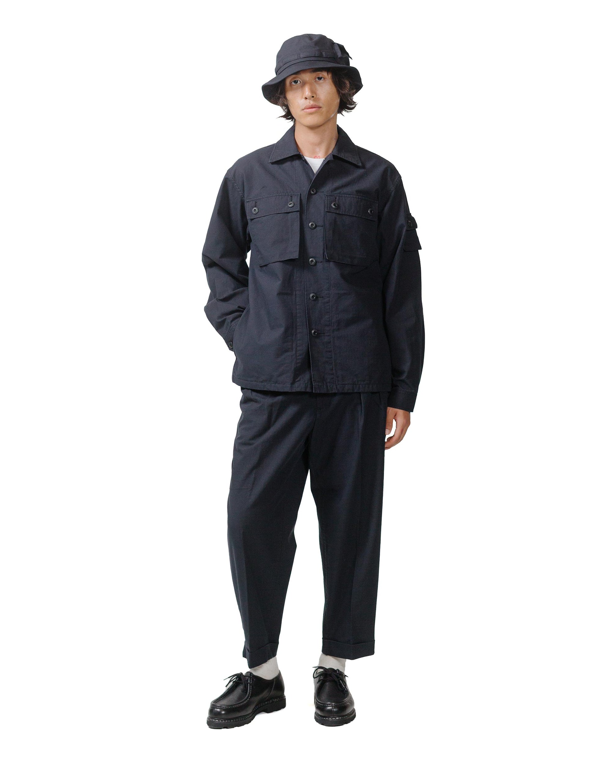 Beams Plus Lost & Found MIL SHT-JAC Cotton Ripstop Black model full