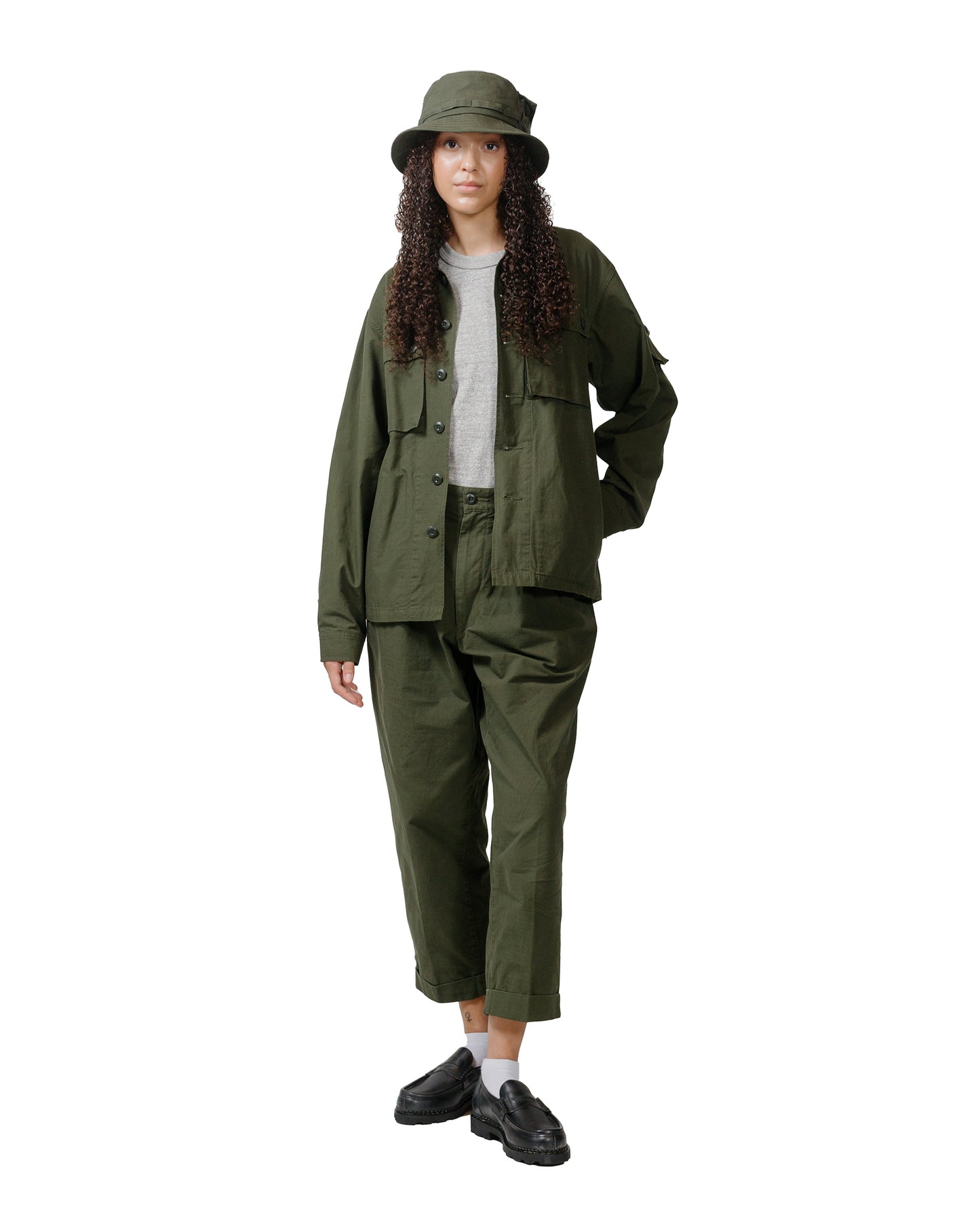 Beams Plus Lost & Found MIL SHT-JAC Cotton Ripstop Olive model full